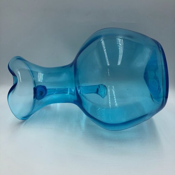 Blue Glass Pitcher Handblown Beverage Entertaining Drinkware Serveware - Picture 7 of 14